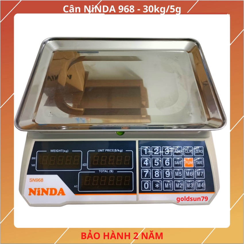 [ SN968 ] cân điện tử tính tiền bán hàng siêu thị, tạp hóa,hoa quả NINDA-SN968 30Kg/5g màn hình hiển thị 2 mặt trước sau