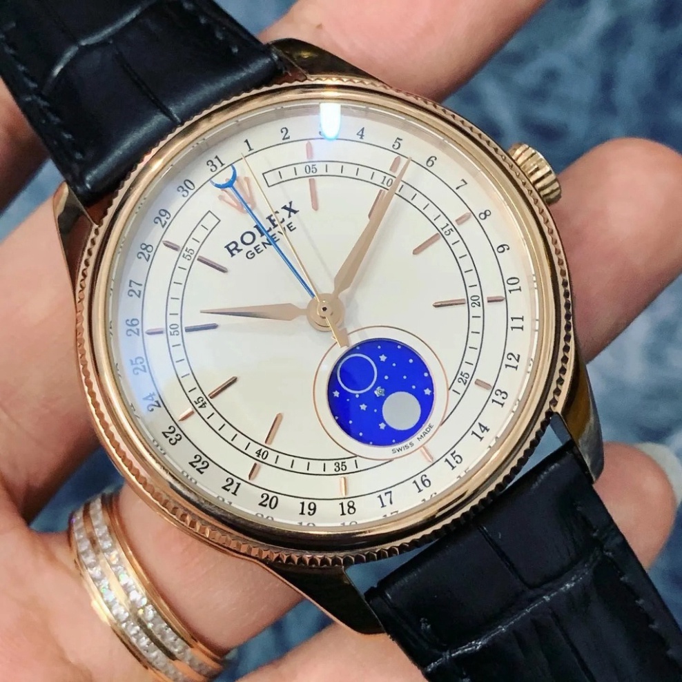 Đồng Hồ Nam RoLex Sun and Moon RA91 Trăng sao Chạy full 4 kim Máy cơ Automatic Nhật
