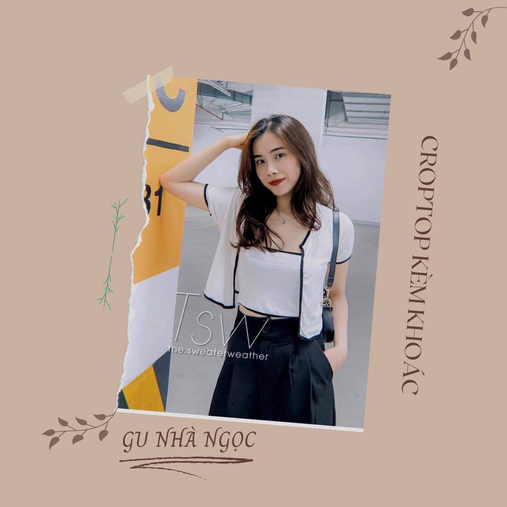 NA16 Set áo Croptop kèm khoác ngắn tay xinh xịn.