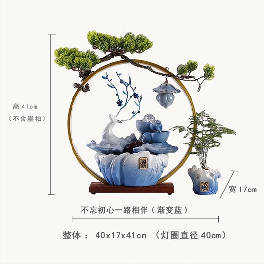 Thác khói trầm hương phong thủy, tượng hươu xanh cao cấp - Thác nước hươu xanh pha lê lấp lánh