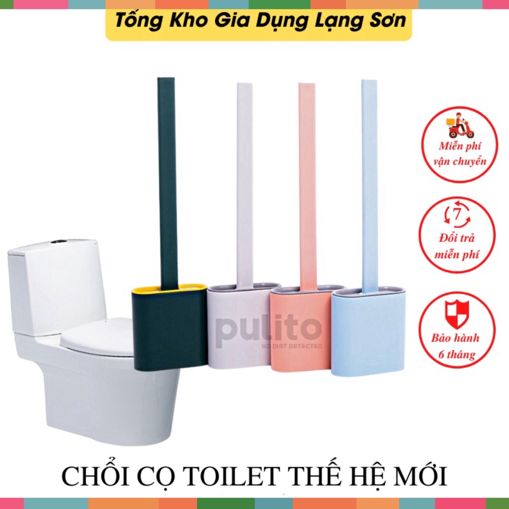 Chổi cọ vệ sinh bồn cầu, cọ toilet, nhà tắm Pulito chính hãng, chất liệu silicon có ống cắm sạch sẽ dễ vệ sinh tiện lợi