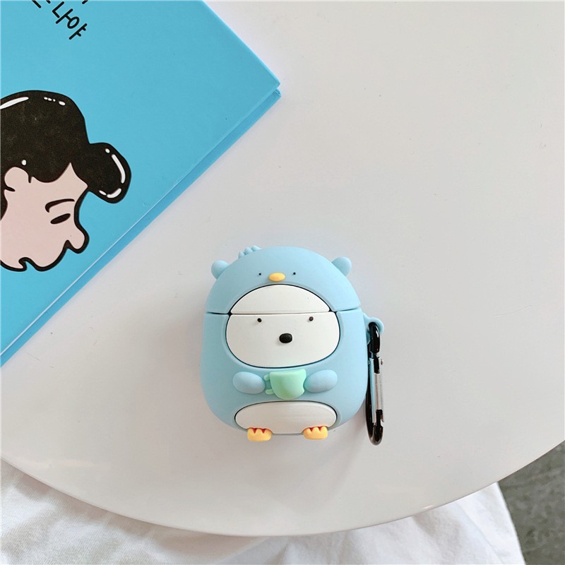 Case Airpod - Ốp Tai Nghe Hình Lovely Penguin -Chim Cánh Cụt Phù Hợp Với Airpods 1-2