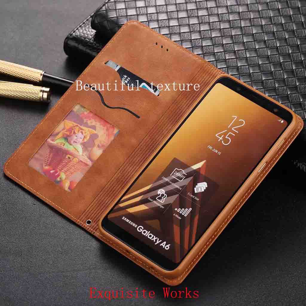 Bao da nắp gập kèm ví bảo vệ điện thoại Samsung Galaxy A6+ A7 A8+ A9 A6 A6s A8+ A8s | BigBuy360 - bigbuy360.vn