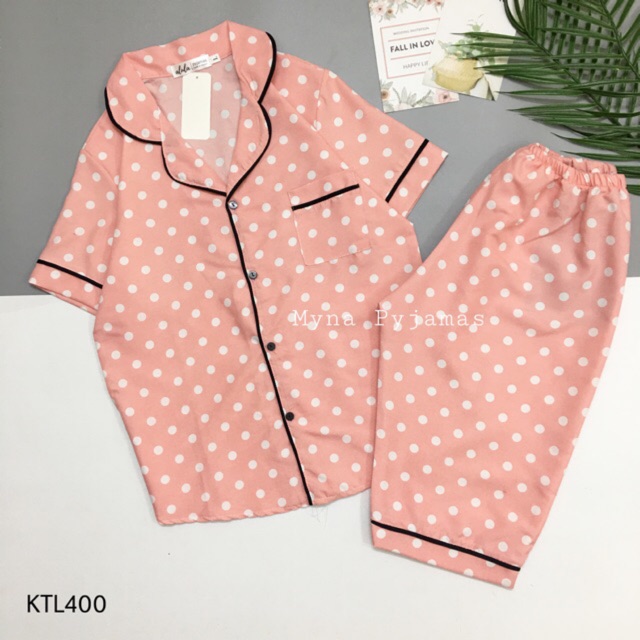 Bộ pijama kate thái áo cộc quần ngố