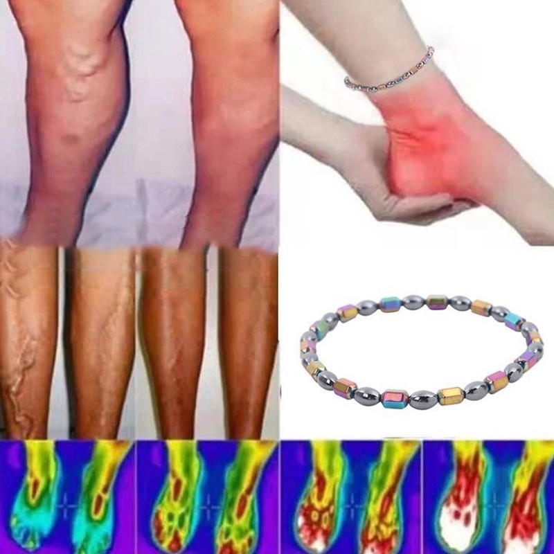 1 Vòng Đeo Chân Đá Hematite Nam Châm Nhiều Màu Sắc Giúp Giảm Đau Khớp Chăm Sóc Sức Khỏe