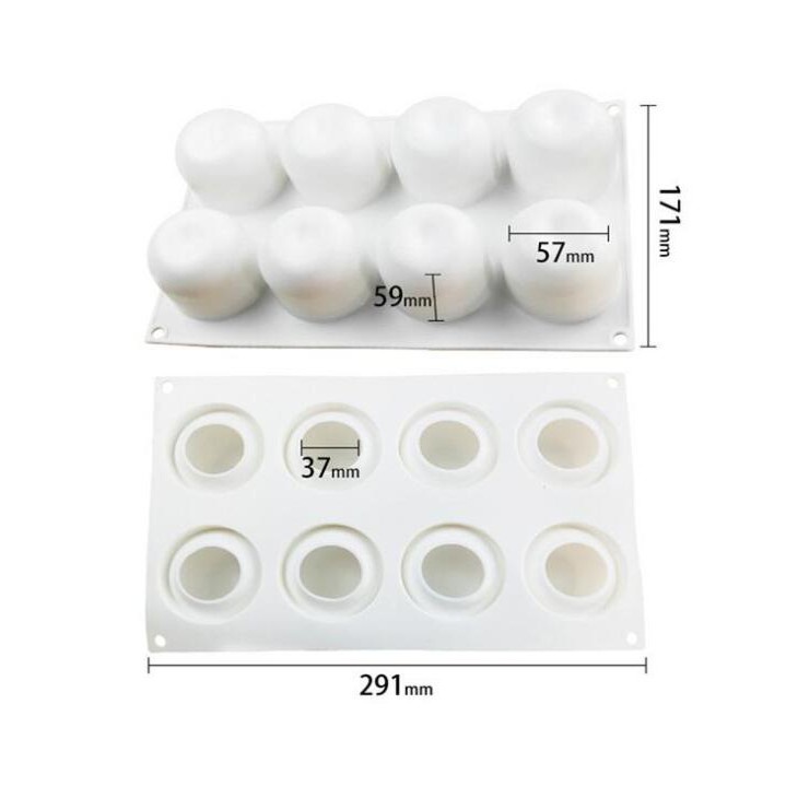 Khuôn Silicon Làm Bánh Mousse/Xà Phòng 8 Ngăn Hình Quả Táo