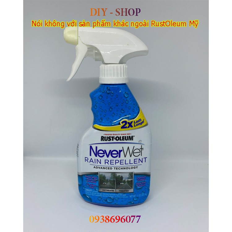 Xịt Phủ Nano Cho Kính Xe - Neverwet Rain Repellent (Xịt Nano tạo hiệu ứng lá sen đẩy nước nhanh khỏi kính xe đến từ Mỹ)