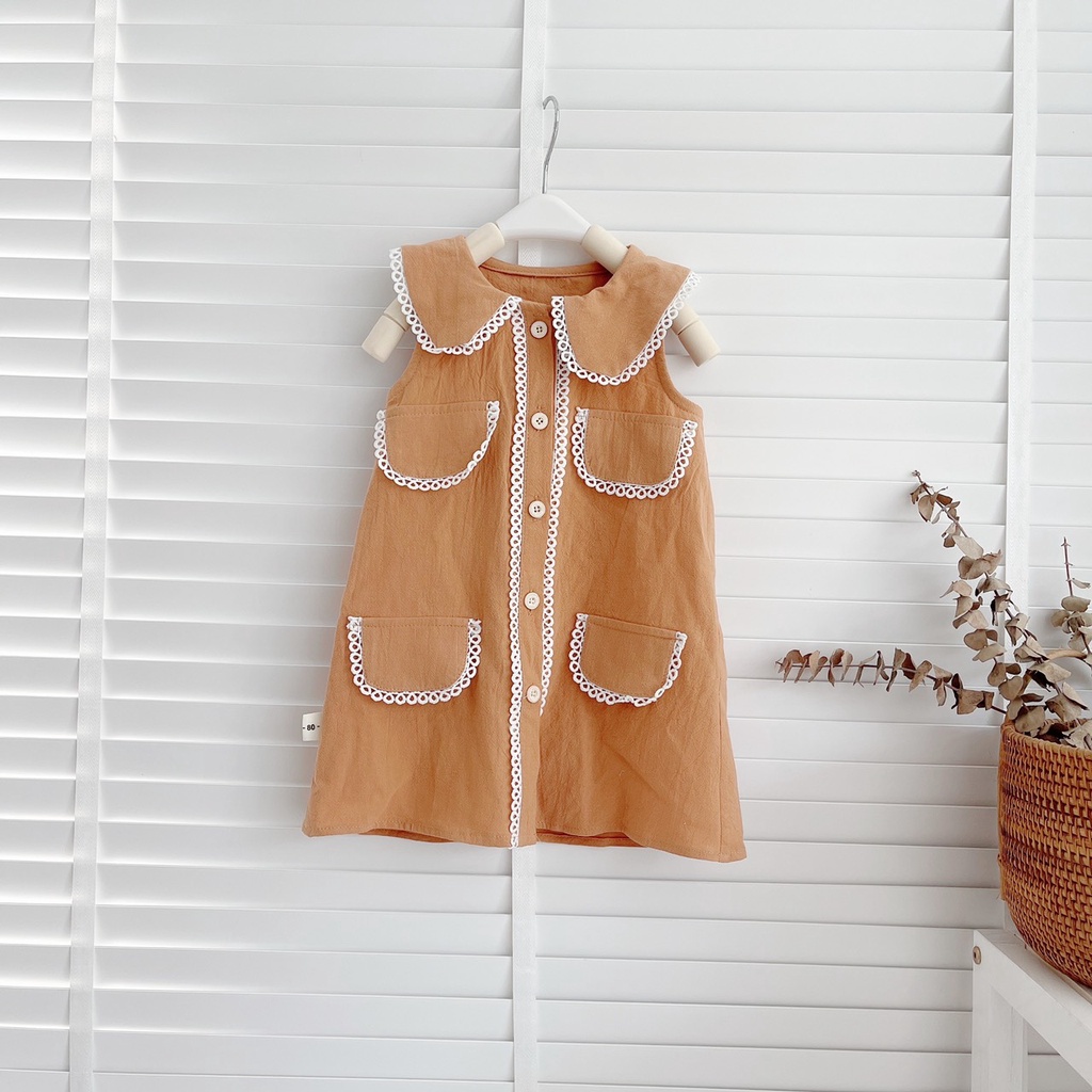 VÁY HÈ SÁT NACH SUÔNG CHỮ A 4 TÚI CHO BÉ GÁI 1-6 TUỔI