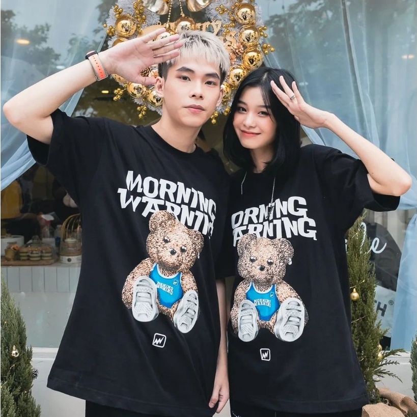 Áo thun Morning Warning Teddy - Gấu bông chơi đồ - Áo Thun Unisex Form Rộng Tay Lỡ Oversize Cotton 100% Local Brand