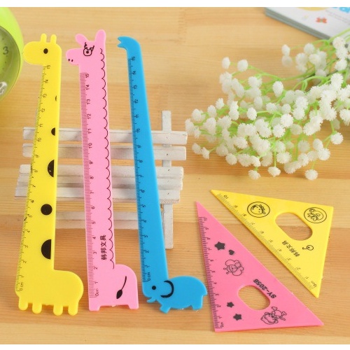 Bộ 4 thước kẻ eke học sinh hình thú cho bé đáng yêu