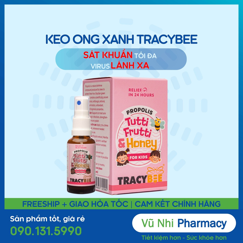 Hộp Keo Ong Tracybee Dành Cho Trẻ Em &amp; Người Lớn Thích Vị Ngọt (vị Trái Cây)