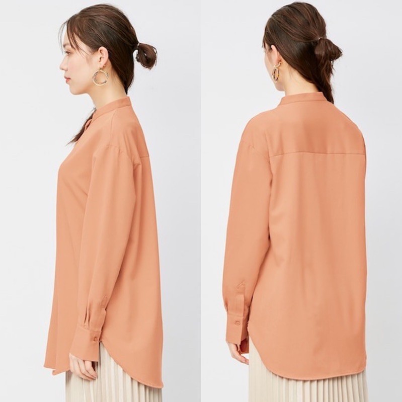Áo sơ mi nữ cổ tàu dài tay dòng oversize xinh xắn, thanh lịch của Gu - Nhật