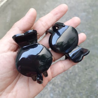 Kẹp tóc 3 răng tròn màu đen bóng (Ảnh thật)