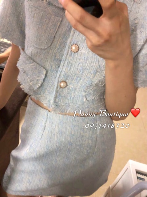 [Order có ảnh thật] Set tweed xanh pastel áo croptop kèm chân váy 🐳,  style ulzzang Hàn Quốc 🌻 Panny Boutique 🌻 | BigBuy360 - bigbuy360.vn
