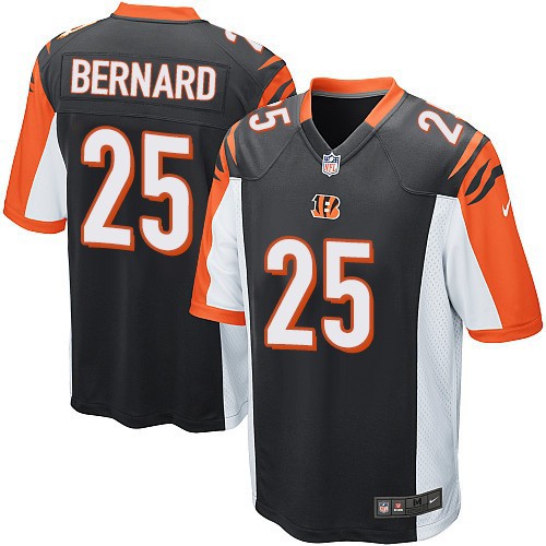 Mens Bengals #25 Giovani Bernard Football Jersey Black White Orange