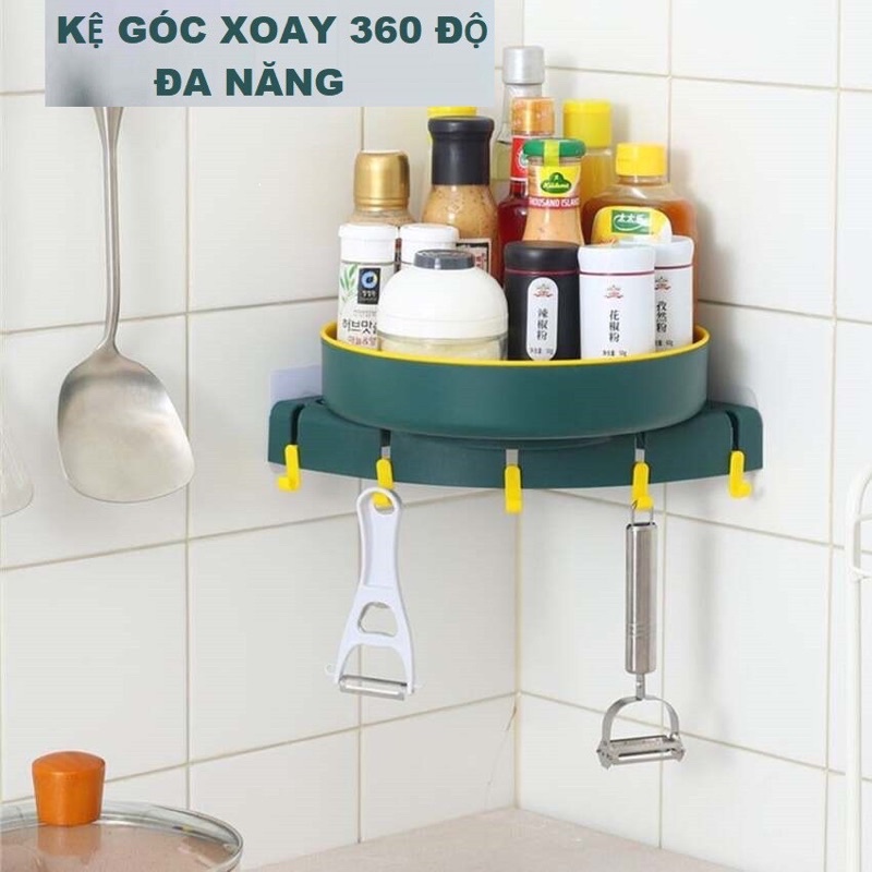 Kệ góc 360 độ|đựng đồ dùng gắn góc tường nhà tắm/ nhà bếp bằng nhựa xoay 360 độ tiện dụng | Kệ tam g