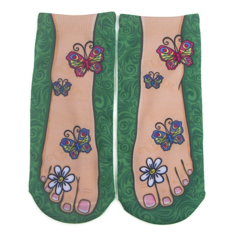 Đôi Vớ Thuyền Vải Canvas Cổ Thấp In Hình Đôi Giày Lật Cột Dây Vui Nhộn Sáng Tạo Cho Người Lớn Mẫu 3