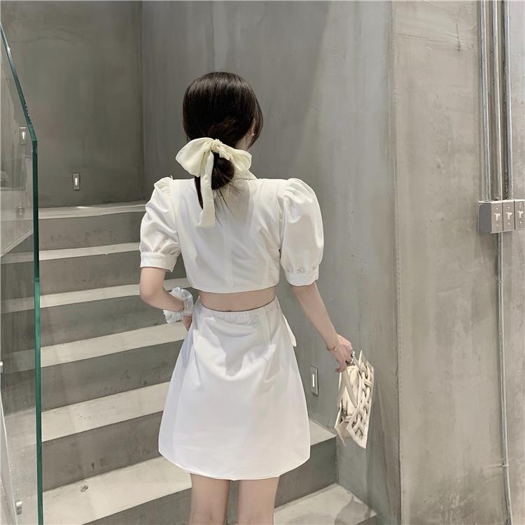Váy chữ A ôm eo tay phồng đơn giản thời trang phong cách Hàn Quốc cho nữ | BigBuy360 - bigbuy360.vn