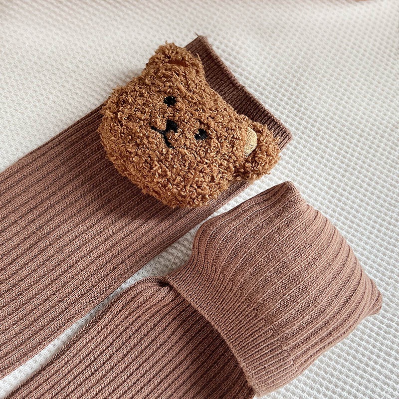 Tất Dài Mềm Mại Hình Gấu Hoạt Hình Dễ Thương Cho Bé