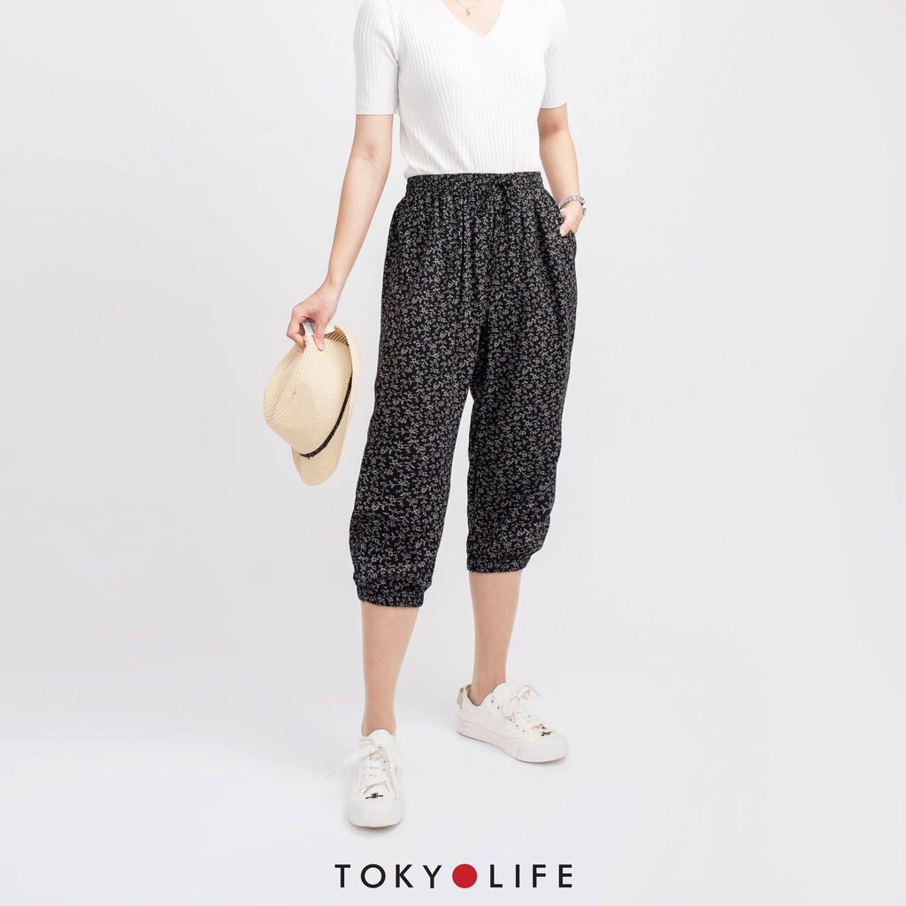Quần lanh Nữ TOKYOLIFE dáng lửng, chun gấu nhiều họa tiết E5/C927-006C