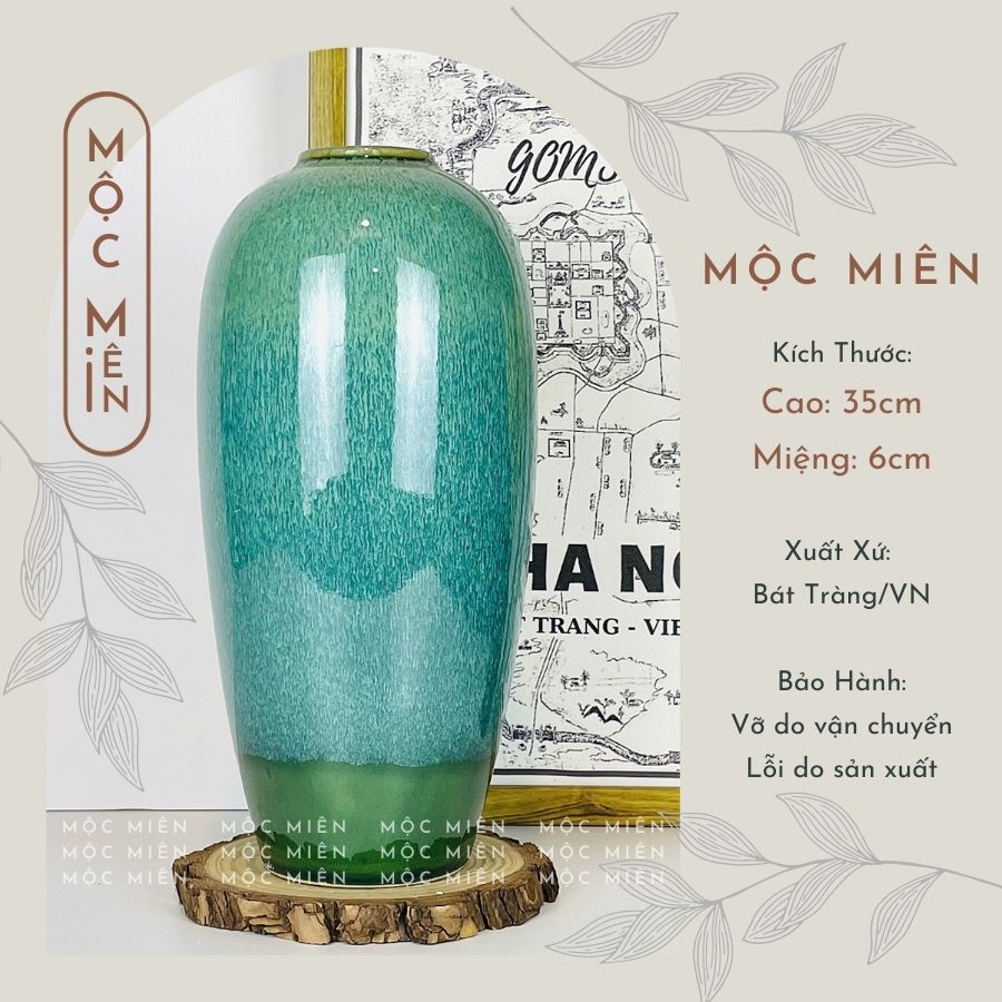 Bình hoa gốm lọ hoa dáng B0M cắm đào tết, sen, tuyểt mai decor tranh trí, Mộc Miên gommocmien, gốm sứ bát tràng