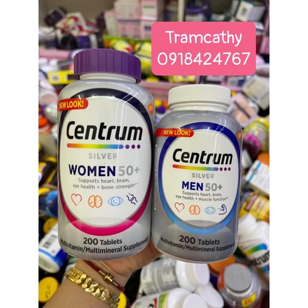 Centrum silver women ,centrum men 50t cho phụ nữ trên 50 hộp 200viên, nam trên 50 tuổi ,centrum silver 50.