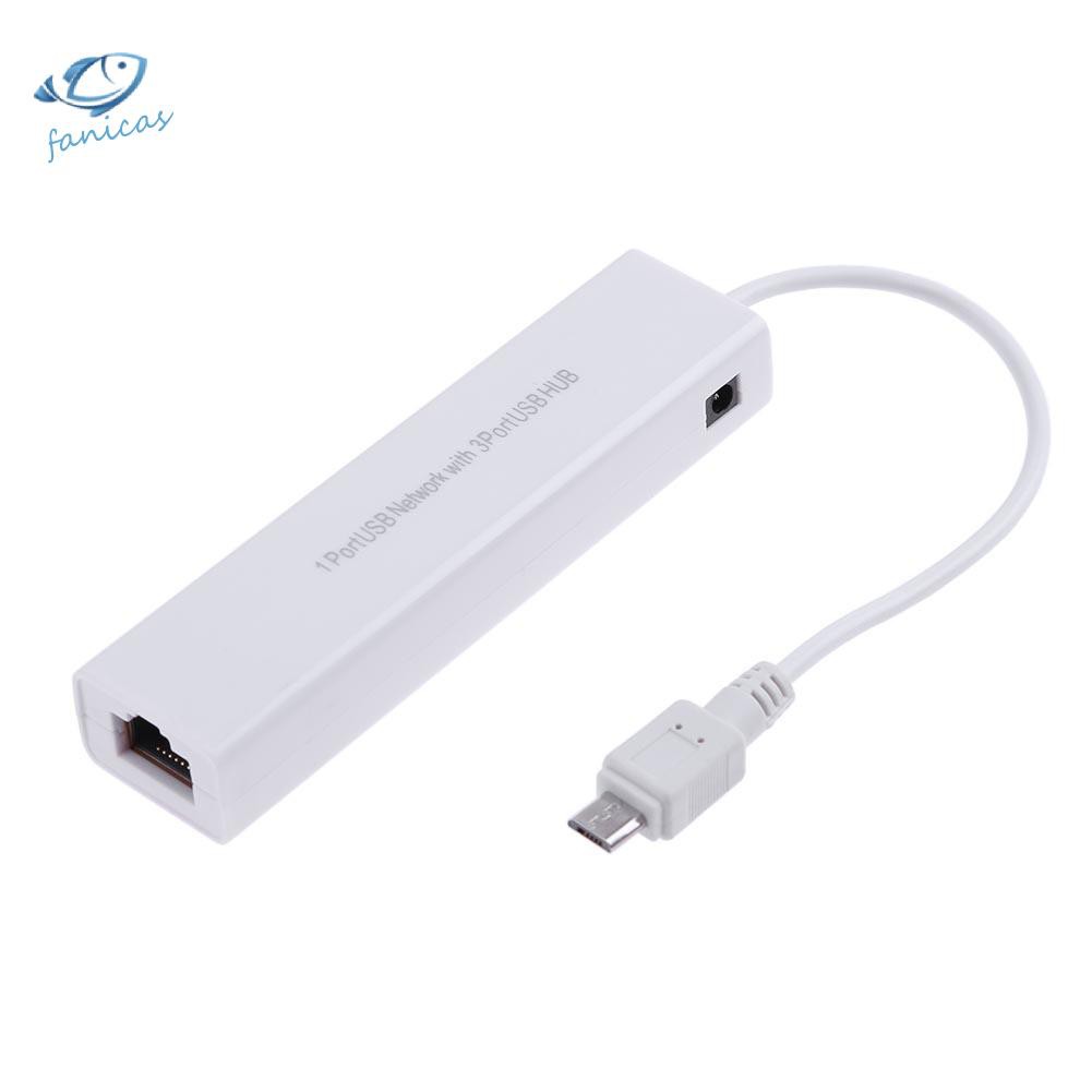 Bộ Chia 3 Cổng Usb 2.0 Hub 10 / 100mb Micro Usb Sang Rj45 Lan