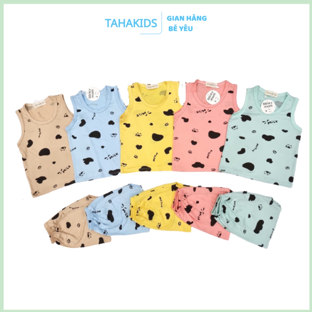 Bộ ba lỗ bé trai Bộ ba lỗ bé gái Bộ minky mom cho bé Quần áo trẻ em Thun lạnh