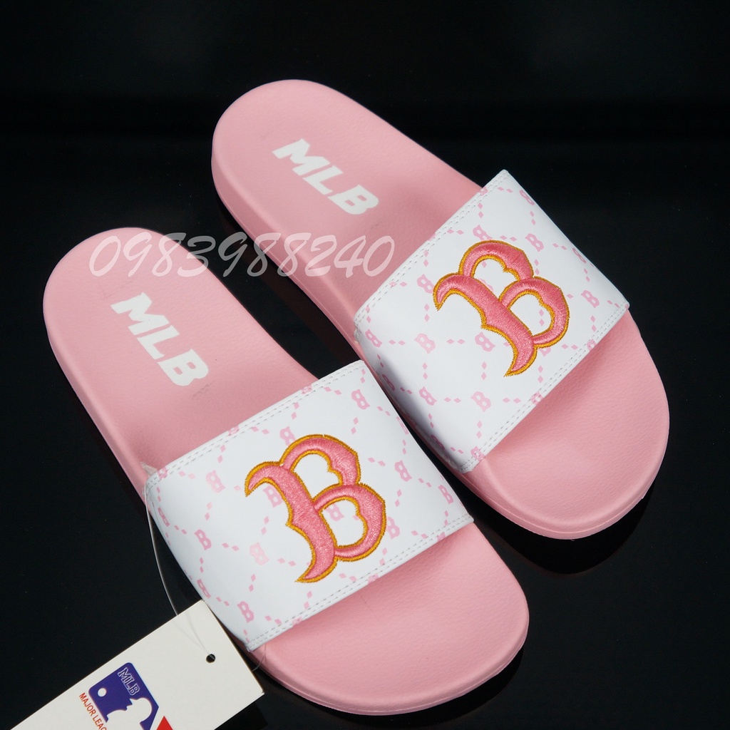 Dép MLB NY LA free ship + hộp hãng + bóng chày chữ thêu nổi NY-NY VNXK loại 1 hot trend quai ngang nam nữ. BH Slippers