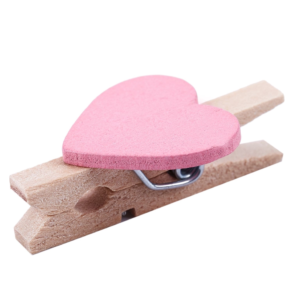 Set 20 Kẹp Ảnh Bằng Gỗ Hình Trái Tim