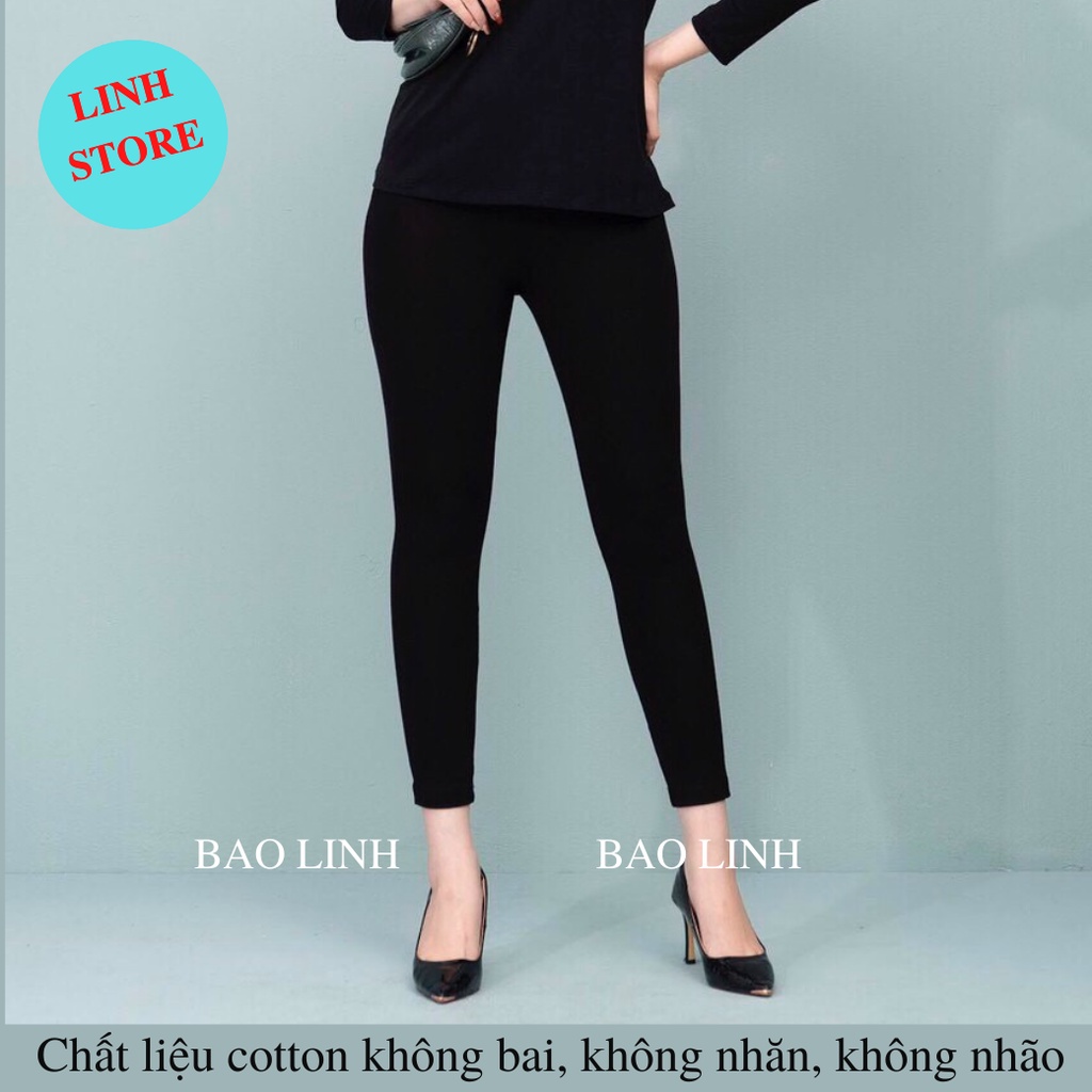 Quần Legging Nữ Dài Linh Store Bigsize Nâng Mông Nữ Lưng Cao Chất Liệu Cotton Mặc Đi Làm Đi Học