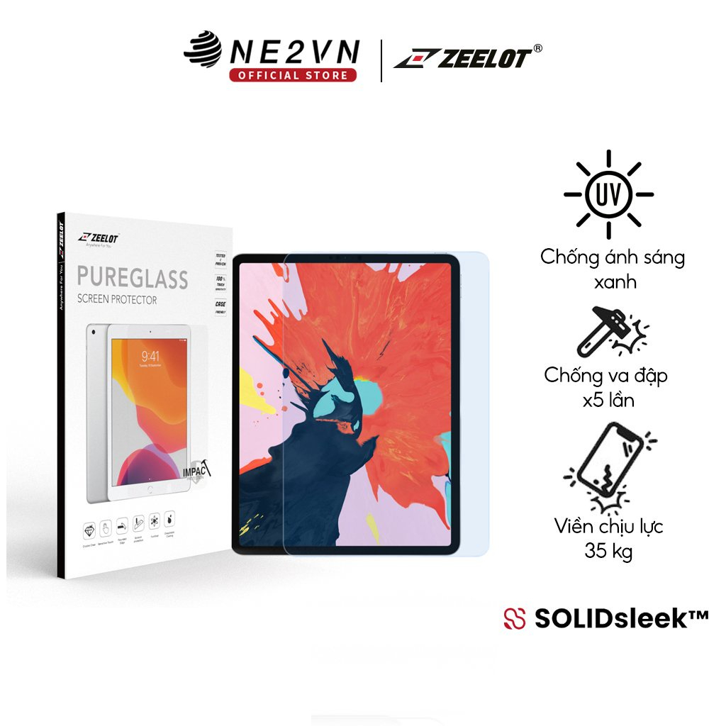 Miếng dán cường lực chống tia xanh cho iPad series SOLIDsleek Zeelot