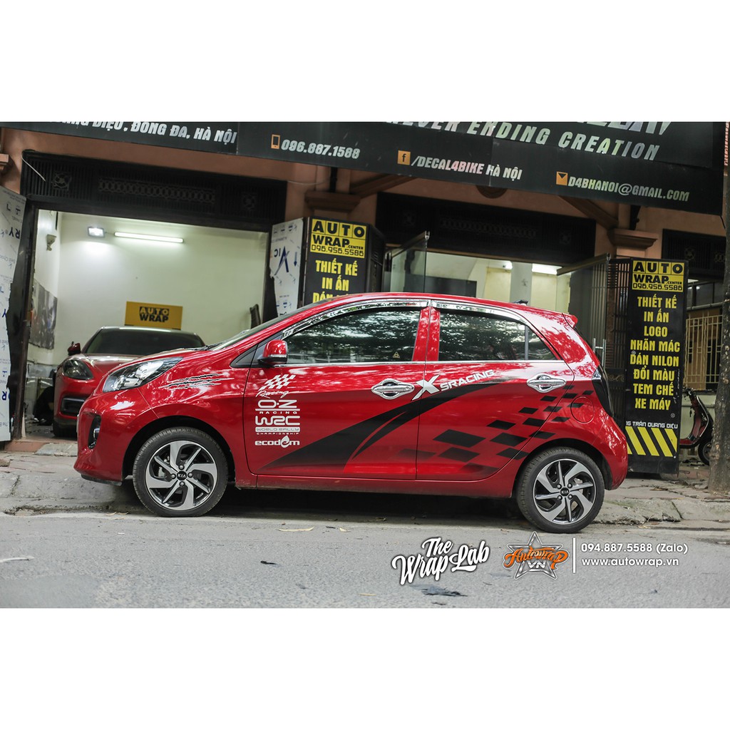 Tem họa tiết xe Morning XS Racing - Tem họa tiết ô tô Kia, tem dán sườn xe thể thao