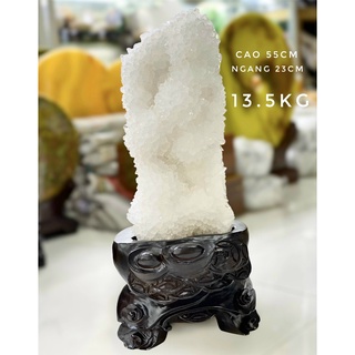 Trụ đá phong thủy trấn trạch tinh thể TA. trắng - Nặng 13,5 kg
