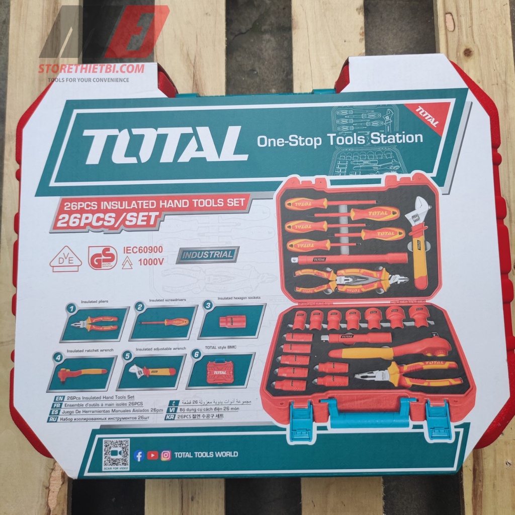 THKITH2601 Bộ 26 công cụ cách điện TOTAL chứng nhận cách điện 1000V, VDE/GS chất liệu hợp kim cứng cáp