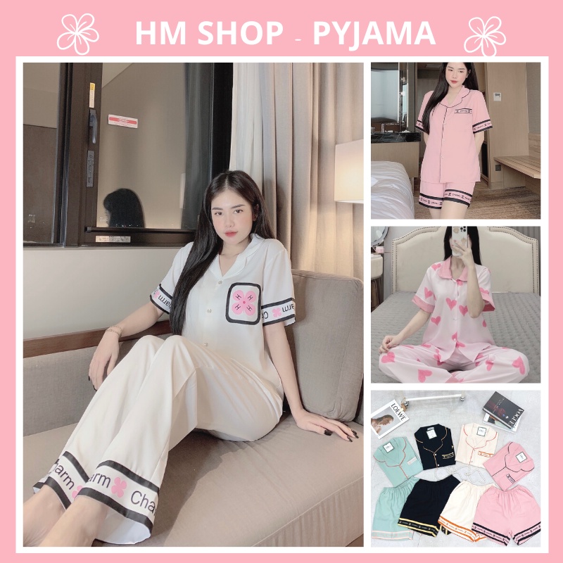 Bộ pijama cộc tay cao cấp, Bộ mặc nhà set đồ ngủ chất lụa mềm mịn, Freesize