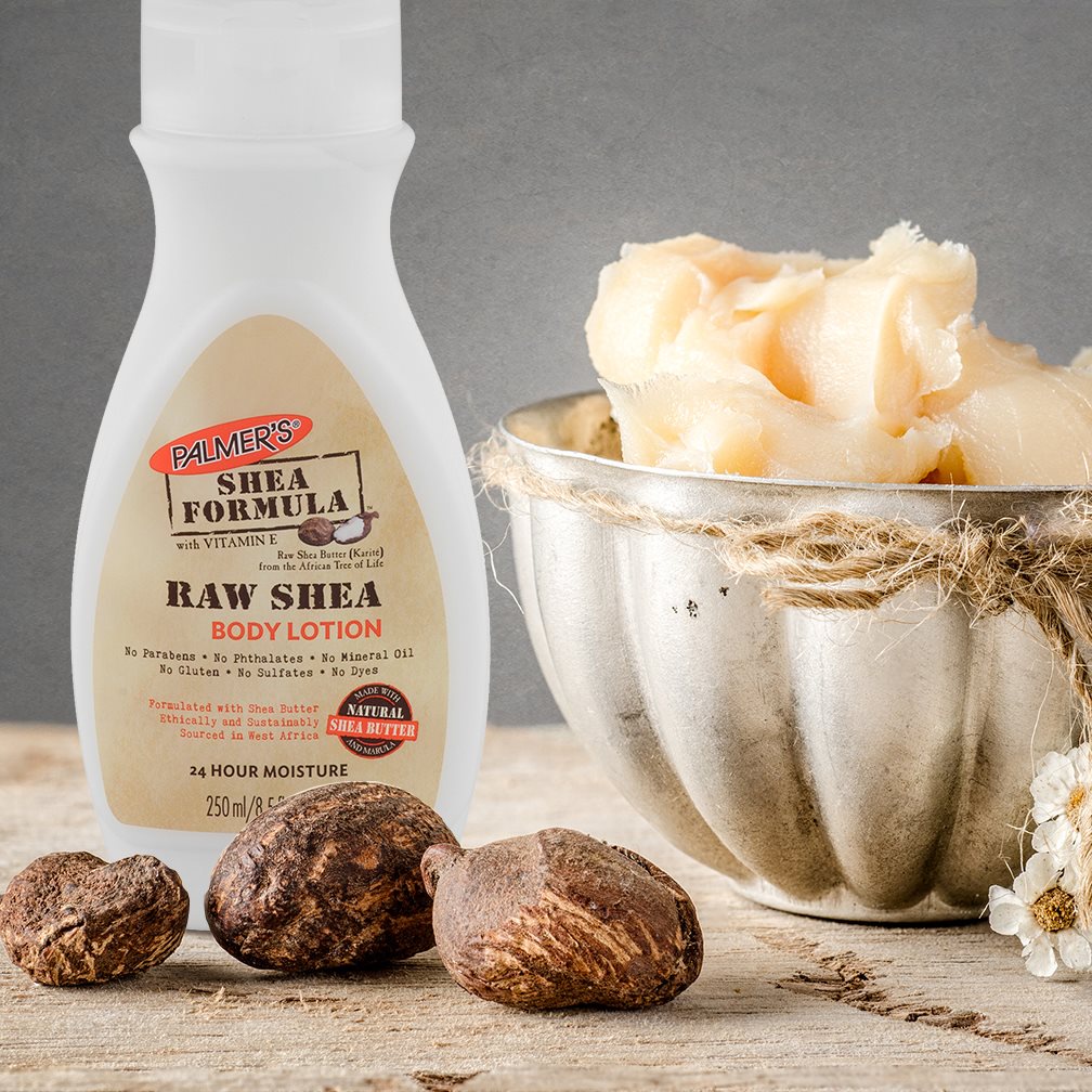 |Mẫu Mới| Palmers Raw Shea Body Lotion - Dưỡng thể chiết xuất từ Bơ hạt mỡ và Vitamin E 400ml