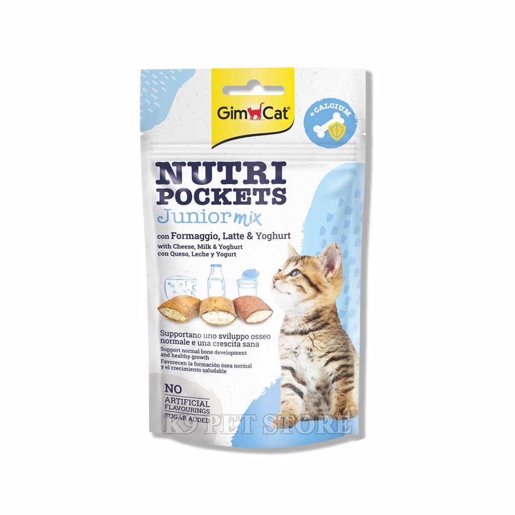 GimCat Nutri Pockets Dental 60G - Snack Bánh Quy Giòn Làm Sạch Và Ngăn Ngừa Cao Răng Cho Mèo