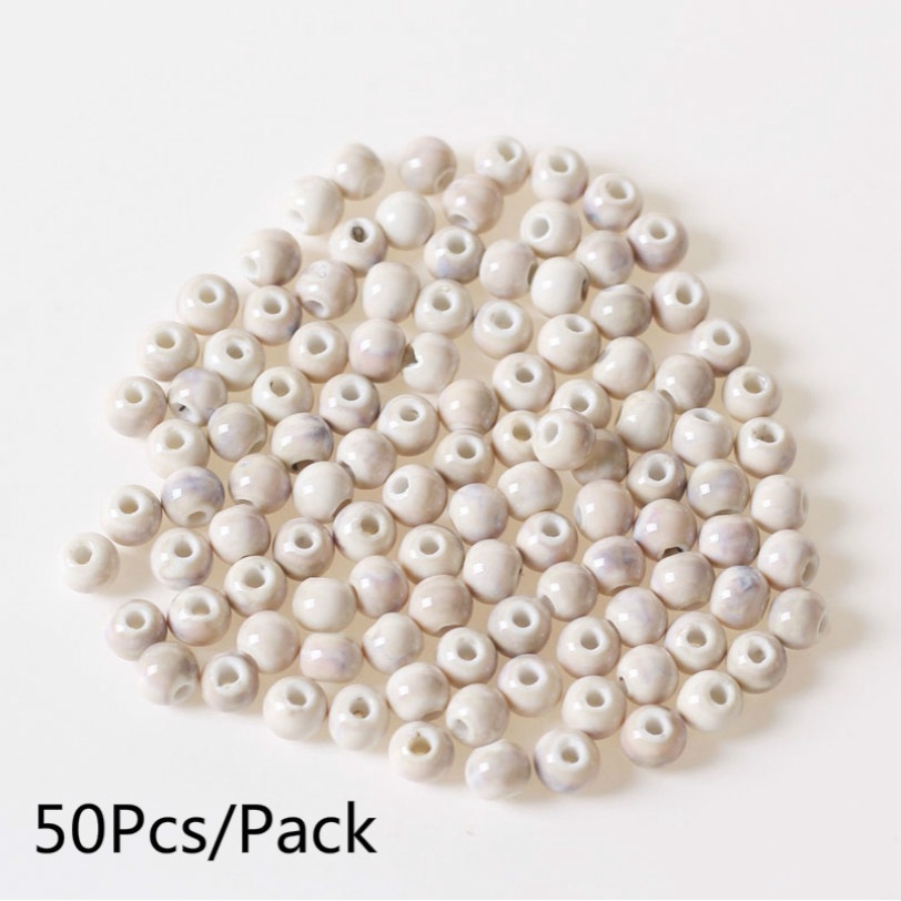 Túi 50 hạt cườm xỏ lỗ 6/ 8/ 10mm dùng làm trang sức thủ công tiện lợi