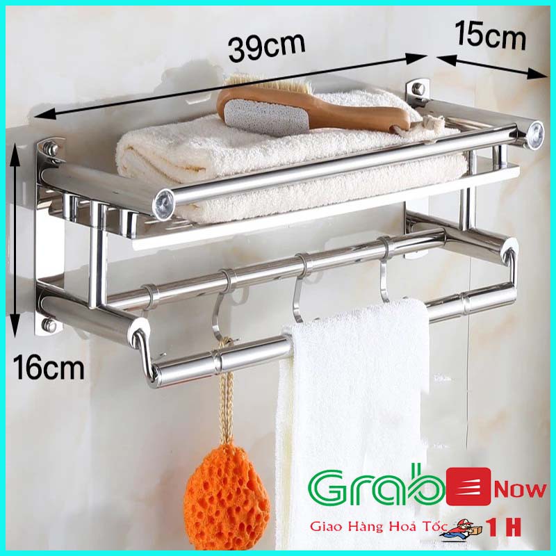 Kệ 2 Tầng Dán Tường INOX SUS304 - Giá Để Đồ Nhà Tắm Không Cần Khoan