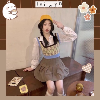 Áo vest dệt kim kim cương retro của phụ nữ mùa xuân và mùa thu năm 2021