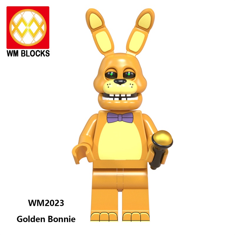 1 Khối Xây Dựng mini Màu Vàng Kim Hình Gấu bonnie endo 'S five nights at Freedy' S abs