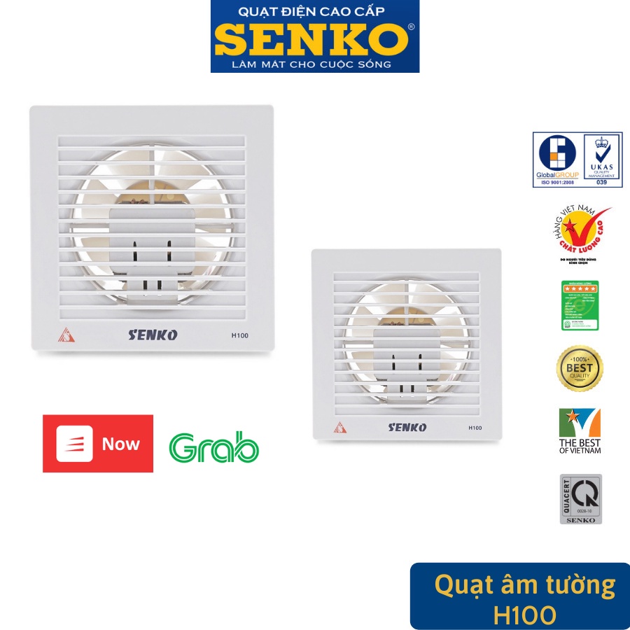 Quạt hút thông gió 1 chiều âm tường Senko H100 25W cao cấp - Huy Tưởng