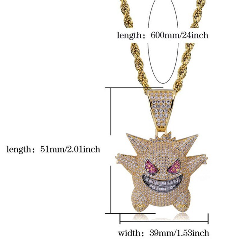 Vòng cổ đồng đính đá zircon phong cách hip hop cho nam