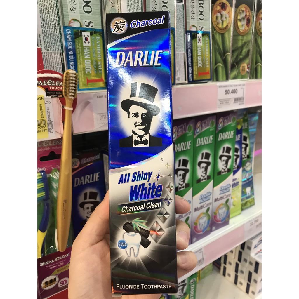 COMBO 2 KEM ĐÁNH RĂNG DARLIE ALL SHINY WHITE CHARCOAL CLEAN  TRẮNG SÁNG 140G