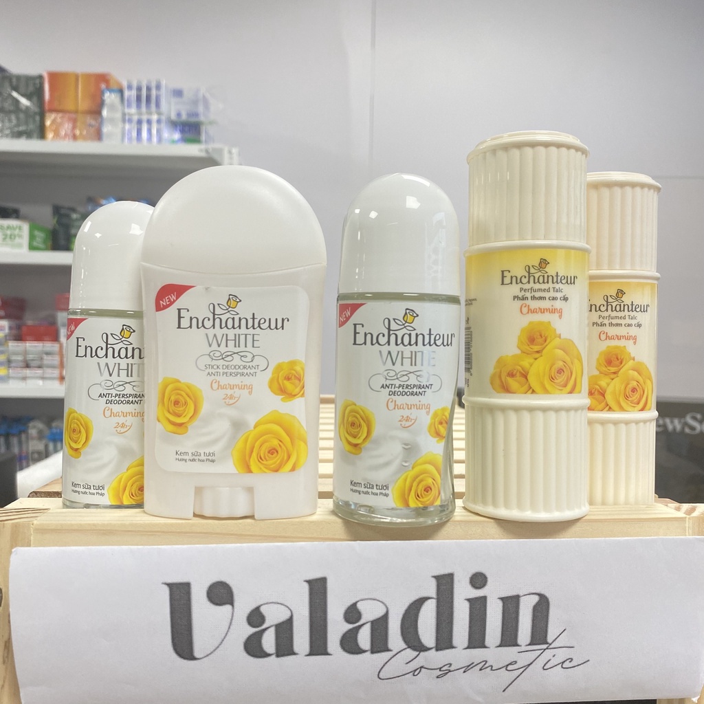Sáp lăn nách trắng da ENCHANTEUR Charming 40g / Lăn khử mùi Enchanteur Charming 50ml Phấn khử mùi