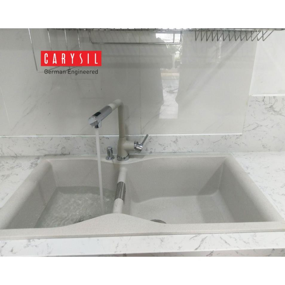 Chậu Rửa Chén CARYSIL Bằng Đá Granite 2 Hố Lệch - LAC2-10