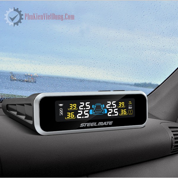 Bộ cảm biến áp suất lốp cho xe hơi ô tô đi an toàn kiểm tra liên tục Steelmate E3 phụ kiện phải gắn trên mọi xe hơi