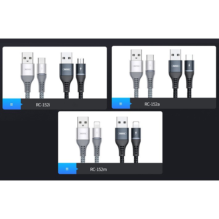 Cáp sạc thông minh chống đứt/Type C/Micro Remax RC-152 2.4A ( HÀNG )