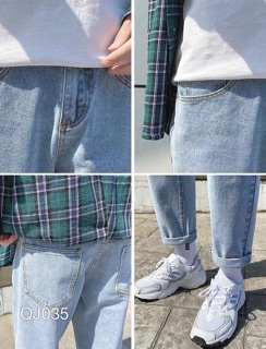 QJ035 - QUẦN JEAN BAGGY NAM BASIC XANH BẠC